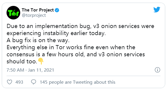 对Tor的攻击导致 "V3 Onion"宕机，实验性修复即将登陆