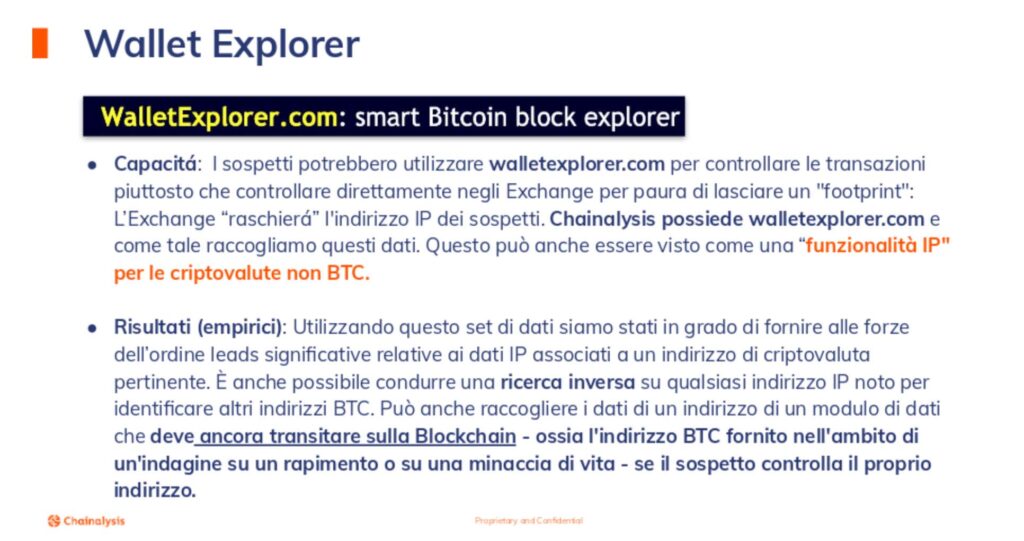 暗网泄露的文档显示，Chainalysis使用区块链浏览器记录IP来协助执法