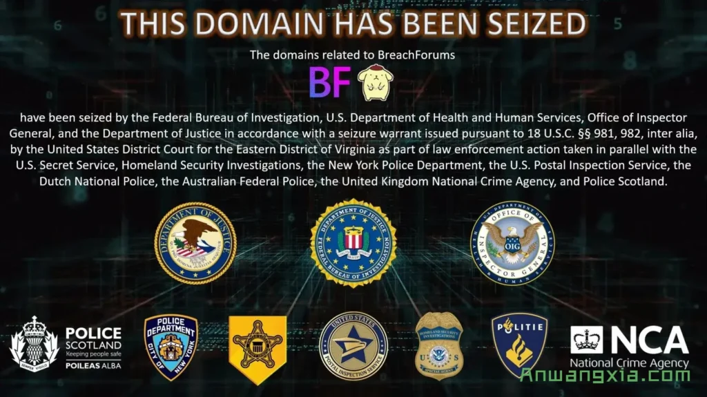 美国当局查封已关闭的暗网黑客网站BreachForums的曾用域名