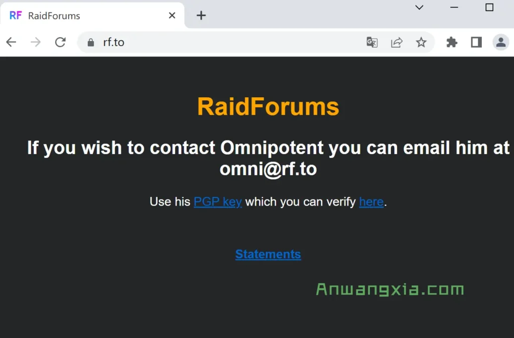 臭名昭著的RaidForums的前任管理员Omnipotent发布了一条新声明，意味深长