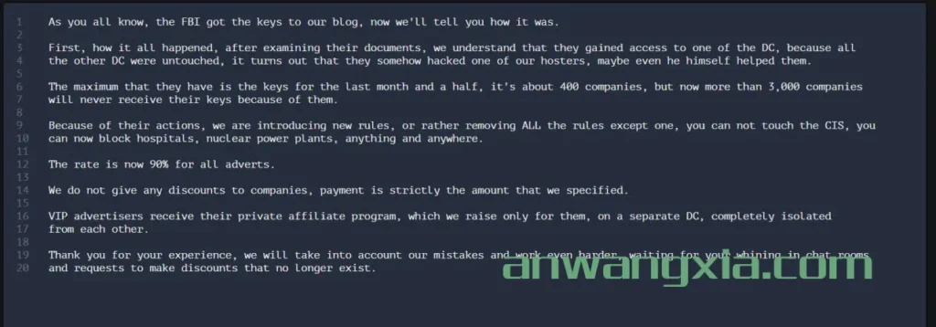 ALPHV勒索软件团伙的暗网泄密网站被查封后，又推出了新的暗网onion域名