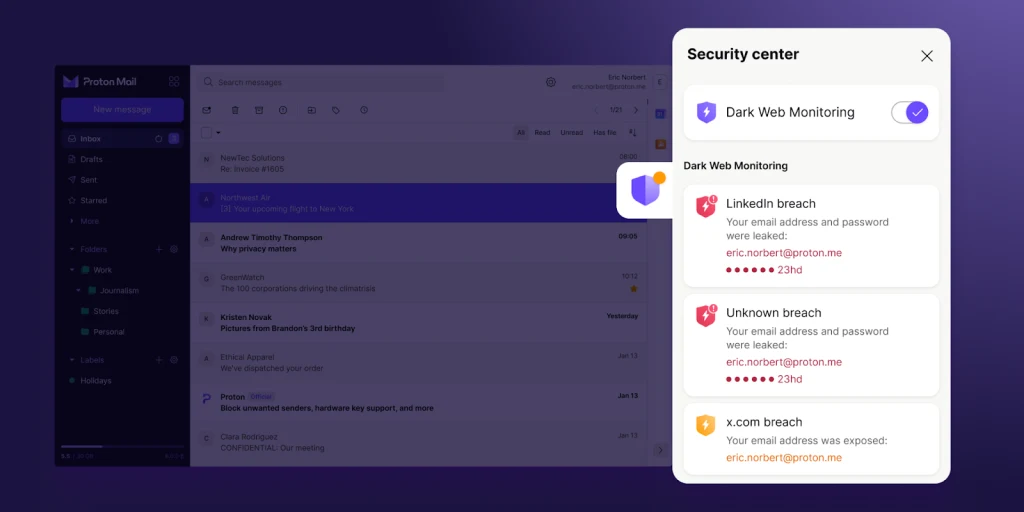 ProtonMail将监控暗网，向用户发出有关数据泄露的警告