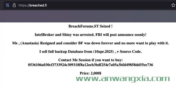 模仿BreachForums的假冒论坛Breached[.]fi宣布关闭并出售网站
