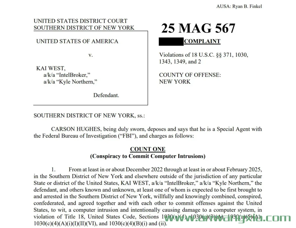 英国黑客“IntelBroker”疯狂作案，2500万美元损失震惊美国，遭重磅起诉