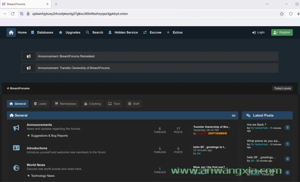 臭名昭著的暗网论坛BreachForums再次回归，新的明网域名，却已经在打包出售